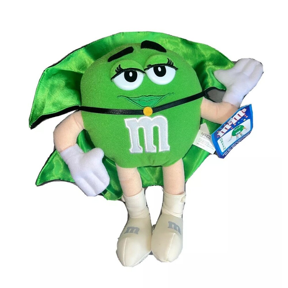 NWT 10” Nanco Green M&M’s Candy Super Hero Plush SATIN CAPE 2001